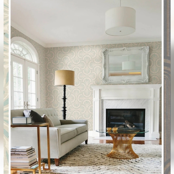 Antonina Vella Deco Cabaret Wallpaper - Beige & Blue 2 Rolls New